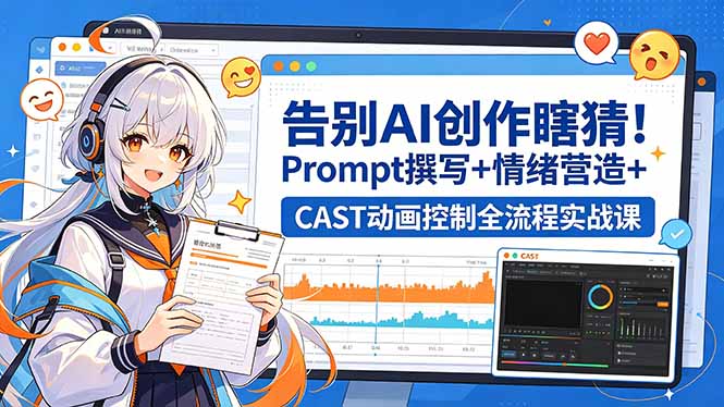 告别AI创作瞎猜！Prompt撰写+情绪营造+CAST动画控制全流程实战课-初遇资源网