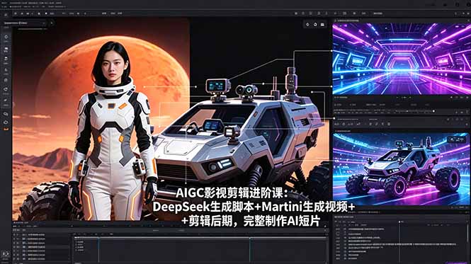 AIGC影视剪辑进阶课:DeepSeek生成脚本+Martini生成视频+剪辑后期,完整制作AI短片-初遇资源网