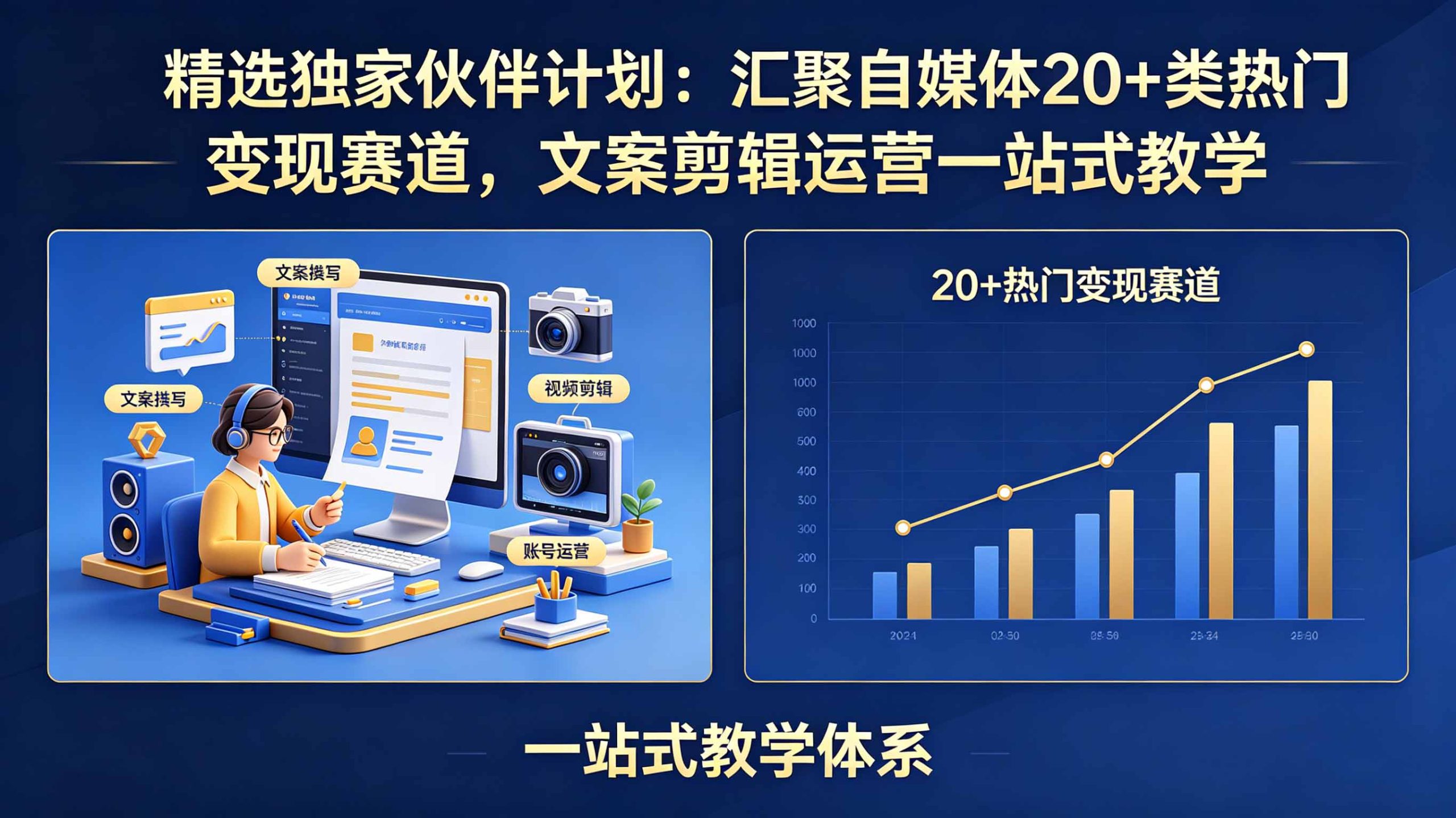 【中创网】精选独家伙伴计划:汇聚自媒体20+类热门变现赛道,文案剪辑运营一站式教学 - 初遇资源网