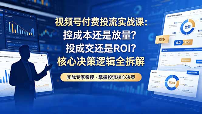 视频号付费投流实战课-5月:控成本还是放量?投成交还是ROI?核心决策逻辑全拆解-初遇资源网