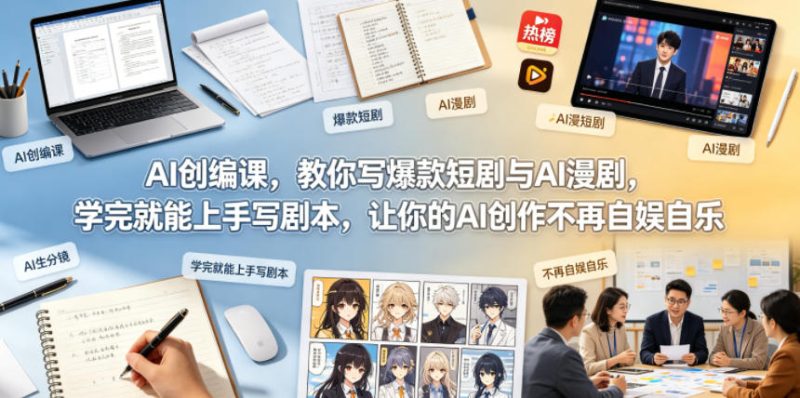 AI创编课,教你写爆款短剧与AI漫剧,学完就能上手写剧本,让你的AI创作不再自娱自乐-初遇资源网