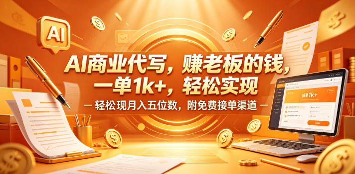 AI商业代写，賺老板的钱，一单1k+，轻松实现月入五位数，附免费接单渠道-初遇资源网
