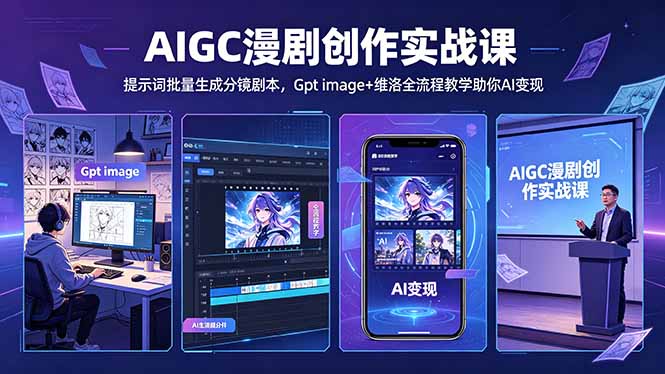 AIGC漫剧创作实战课-更新5月16,提示词批量生成分镜剧本,Gpt image+维洛全流程教学助你AI变现-初遇资源网