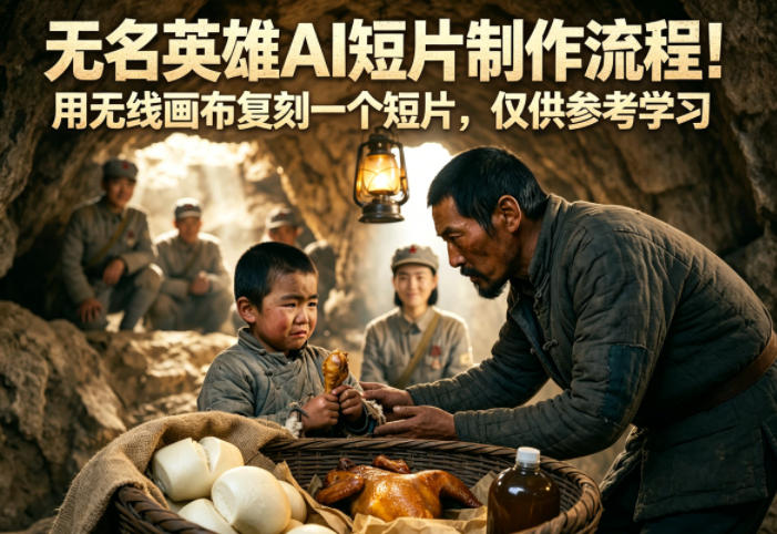 无名英雄AI短片制作流程！用无线画布复刻一个短片，仅供参考学习-初遇资源网