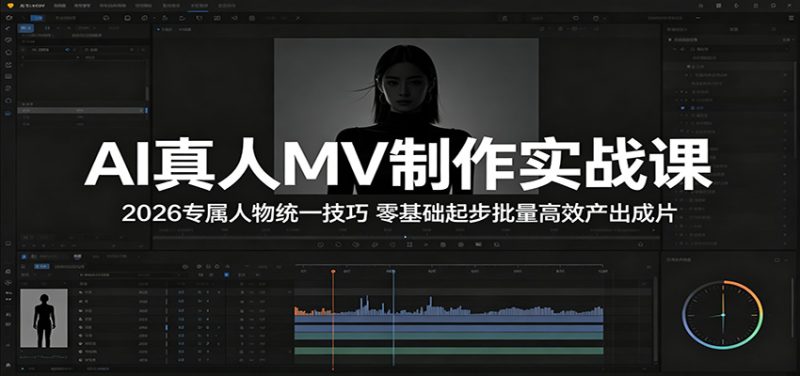 AI真人MV制作实战课:2026专属人物统一技巧,零基础起步批量高效产出成片-初遇资源网