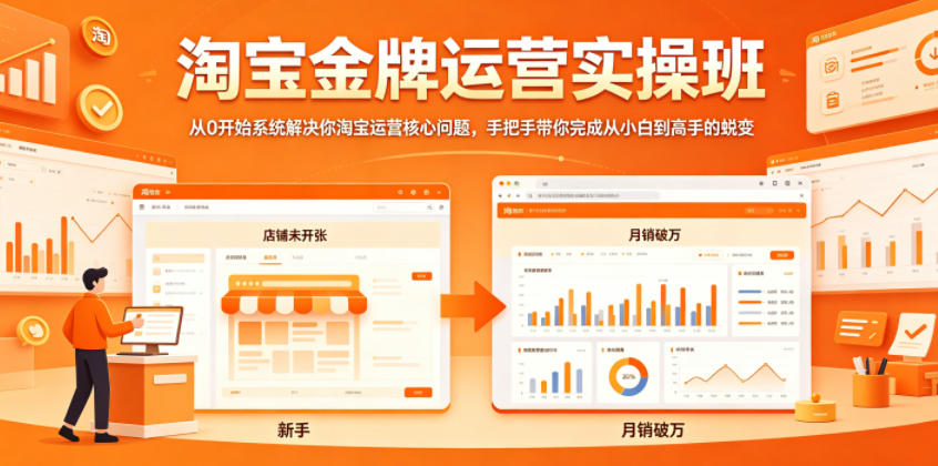 【冒泡网】淘宝金牌运营实操班，从0开始系统解决你淘宝运营核心问题，手把手带你完成从小白到高手的蜕变 - 初遇资源网