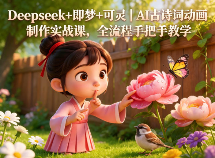 Deepseek+即梦+可灵|AI古诗词动画制作实战课,全流程手把手教学-初遇资源网