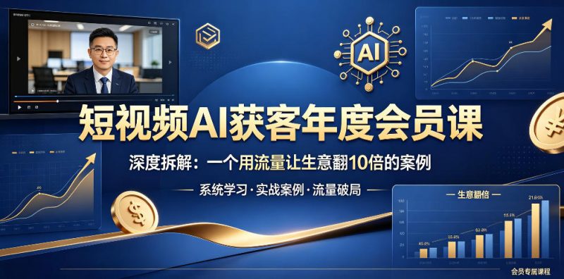 短视频AI获客年度会员课,深度拆解,一个用流量让生意翻10倍的案例-初遇资源网