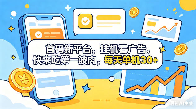 首码新平台,挂G自动看广告,快来吃第一波肉,每天单机30+,可矩阵放大-初遇资源网