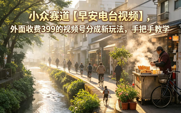 小众赛道【早安电台视频】，外面收费399的视频号分成新玩法，手把手教学-初遇资源网