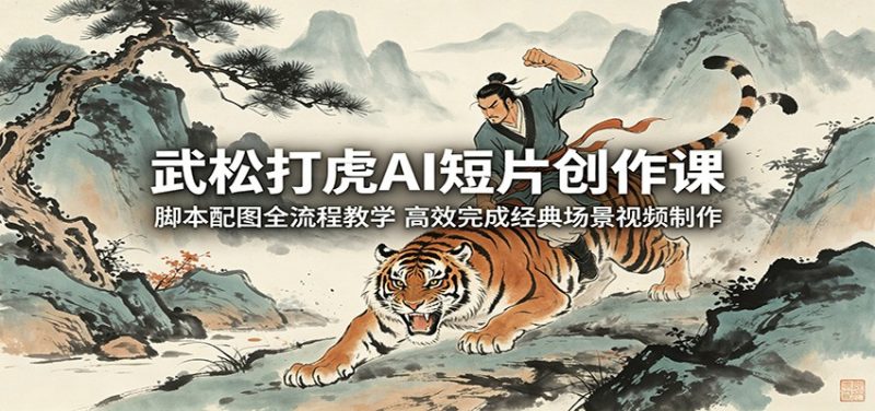 武松打虎AI短片创作课:脚本配图全流程教学,高效完成经典场景视频制作-初遇资源网