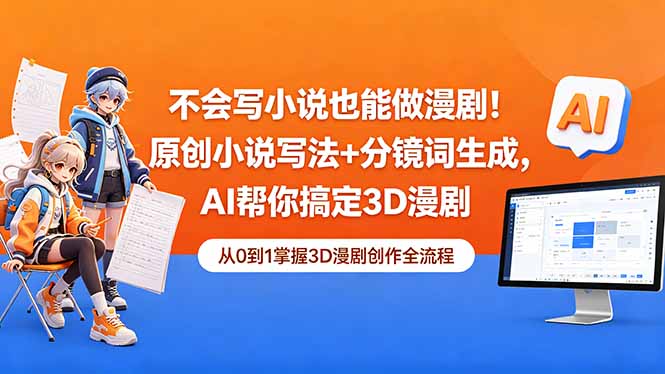 不会写小说也能做漫剧!原创小说写法+分镜词生成,AI帮你搞定3D漫剧-初遇资源网