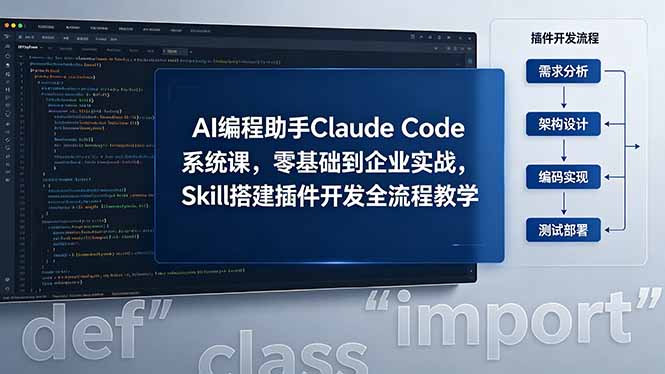 AI 编程助手 Claude Code 系统课,零基础到企业实战,Skill 搭建插件开发全流程教学-初遇资源网
