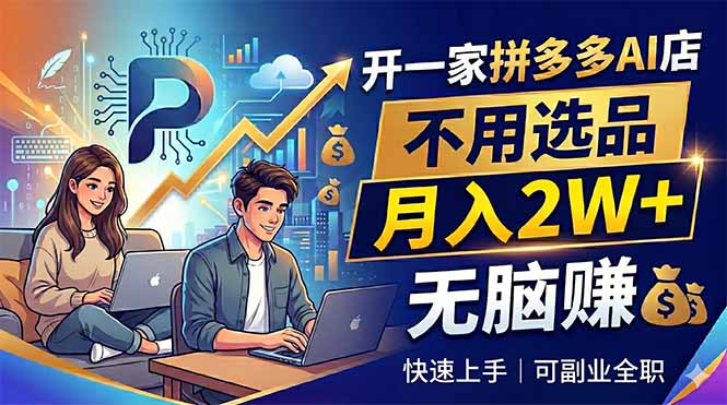 开一家拼多多AI店,不用选品,月入2W+,无脑赚,可副业全职-初遇资源网