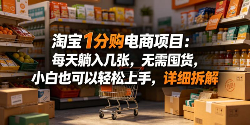 淘宝1分购电商项目：每天躺入几张，无需囤货，小白也可以轻松上手，详细拆解-初遇资源网