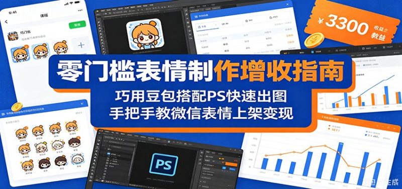 零门槛表情制作增收指南：巧用豆包搭配 PS 快速出图，手把手教微信表情上架变现-初遇资源网