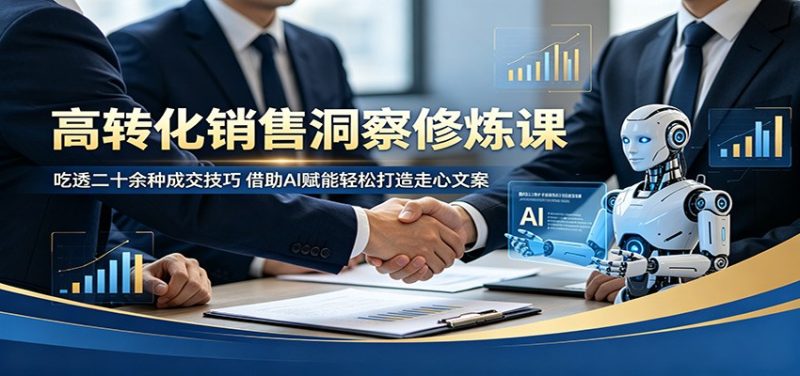 高转化销售洞察修炼课:吃透二十余种成交技巧,借助AI赋能轻松打造走心文案-初遇资源网