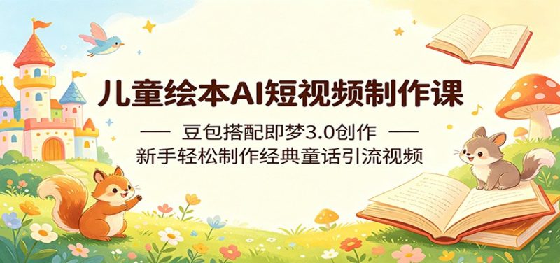 儿童绘本AI短视频制作课：豆包搭配即梦3.0创作，新手轻松制作经典童话引流视频-初遇资源网