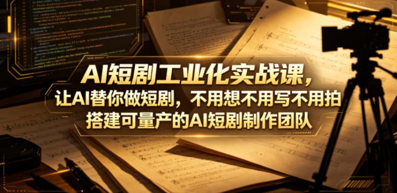 AI短剧工业化实战课，让AI替你做短剧，不用想不用写不用拍，搭建可量产的AI短剧制作团队-初遇资源网