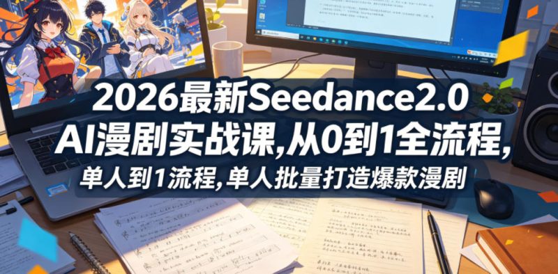 2026最新Seedance2.0 AI漫剧实战课,,从0到1全流程,单人批量打造爆款漫剧-初遇资源网