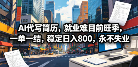 AI代写简历,就业难目前旺季,一单一结,稳定日入800,永不失业-初遇资源网