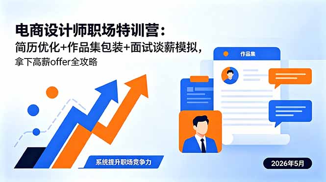 电商设计师职场特训营:简历优化+作品集包装+面试谈薪模拟,拿下高薪offer全攻略-初遇资源网