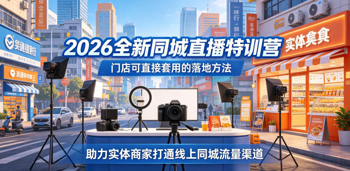 2026全新同城直播特训营，门店可直接套用的落地方法，助力实体商家打通线上同城流量渠道-初遇资源网