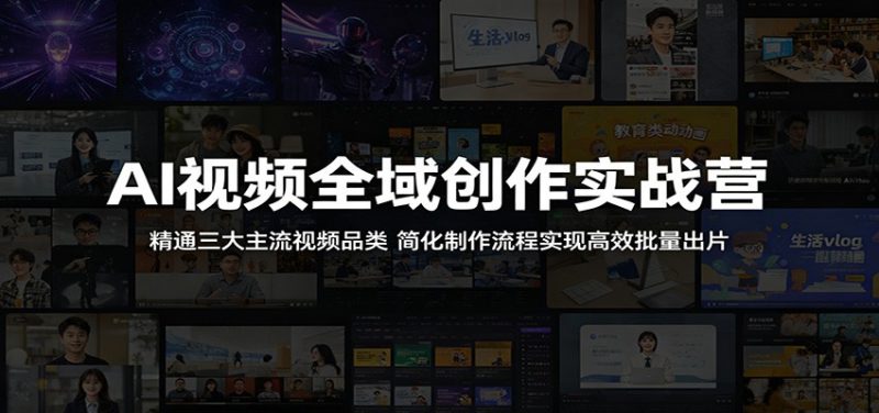 AI视频全域创作实战营:精通三大主流视频品类,简化制作流程实现高效批量出片-初遇资源网