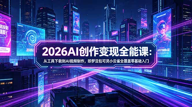 2026AI创作变现全能课-更新5月:从工具下载到AI视频制作,即梦豆包可灵小云雀全覆盖零基础入门-初遇资源网