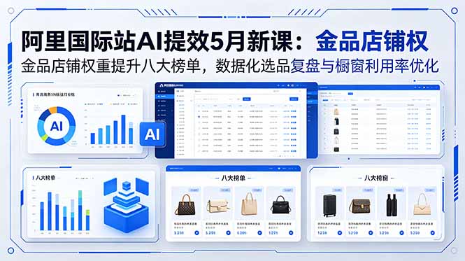 阿里国际站AI提效5月新课：金品店铺权重提升八大榜单，数据化选品复盘与橱窗利用率优化-初遇资源网