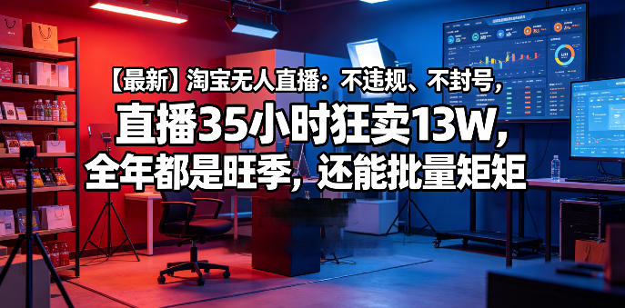 【最新】淘宝无人直播:不违规、不封号,直播35小时狂卖13W,全年都是旺季,还能批量矩阵操作-初遇资源网