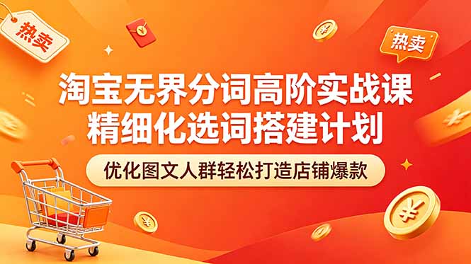 淘宝无界分词高阶实战课 精细化选词搭建计划 优化图文人群轻松打造店铺爆款-初遇资源网