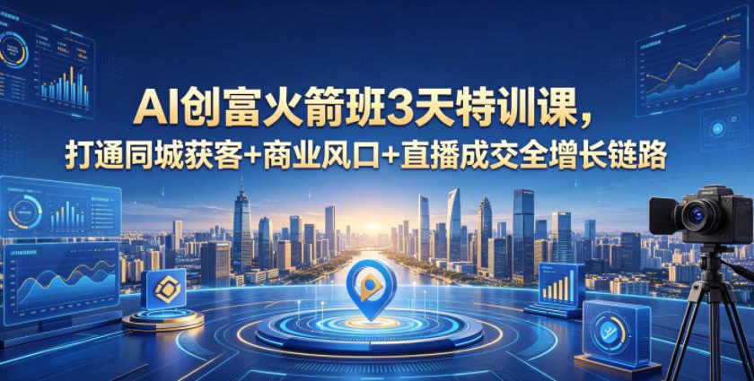 【冒泡网】AI创富火箭班3天特训课，打通同城获客+商业风口+直播成交全增长链路，2026年4月新课 - 初遇资源网