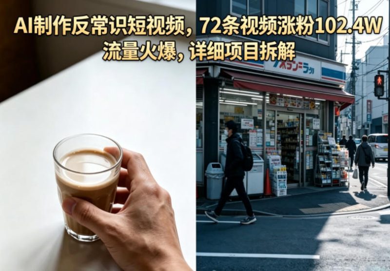 AI制作反常识短视频,72条视频涨粉102.4W,流量火爆,详细项目拆解-初遇资源网