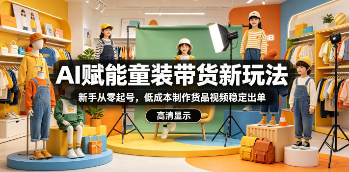 AI赋能童装带货新玩法,新手从零起号,低成本制作货品视频稳定出单-初遇资源网