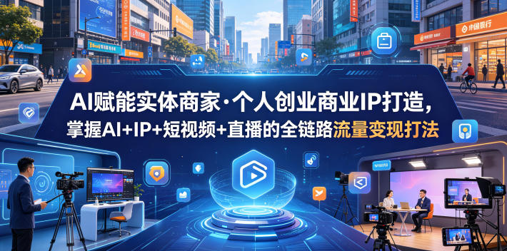 AI赋能实体商家·个人创业商业IP打造,掌握AI+IP+短视频+直播的全链路流量变现打法-初遇资源网