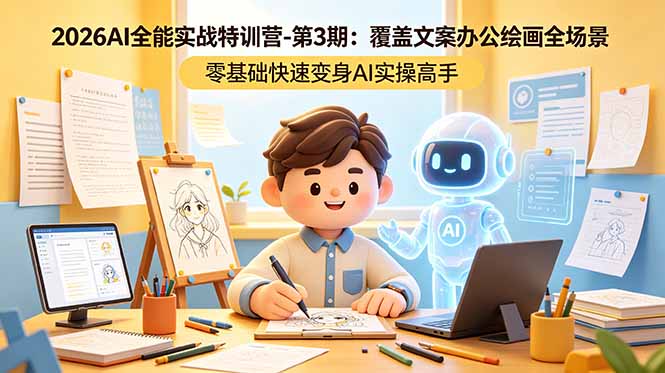2026AI全能实战特训营-第3期:覆盖文案办公绘画全场景 零基础快速变身AI实操高手-初遇资源网
