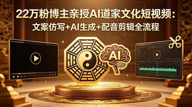 22万粉博主亲授AI道家文化短视频:文案仿写+AI生成+配音剪辑全流程-初遇资源网