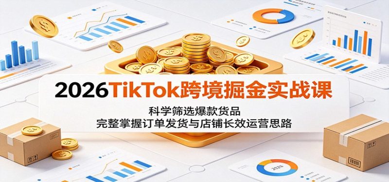 2026TikTok跨境掘金实战课:科学筛选爆款货品,完整掌握订单发货与店铺长效运营思路-初遇资源网