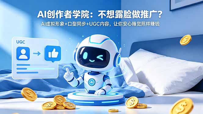AI创作者学院：不想露脸做推广？AI虚拟形象+口型同步+UGC内容，让你安心睡觉照样赚钱-初遇资源网