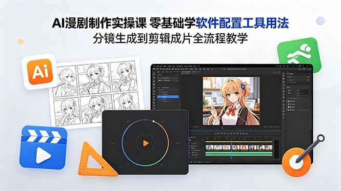 AI漫剧制作实操课 零基础学软件配置工具用法 分镜生成到剪辑成片全流程教学-初遇资源网