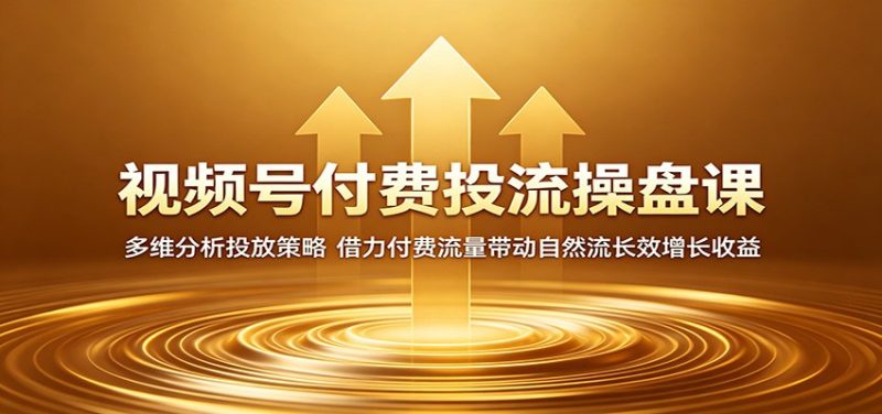 视频号付费投流操盘课:多维分析投放策略,借力付费流量带动自然流长效增长收益-初遇资源网