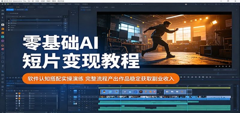零基础AI短片变现教程：软件认知搭配实操演练，完整流程产出作品稳定获取副业收入-初遇资源网