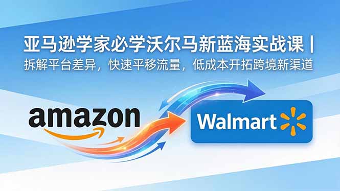 亚马逊卖家必学沃尔玛新蓝海实战课｜拆解平台差异，快速平移流量，低成本开拓跨境新渠道-初遇资源网