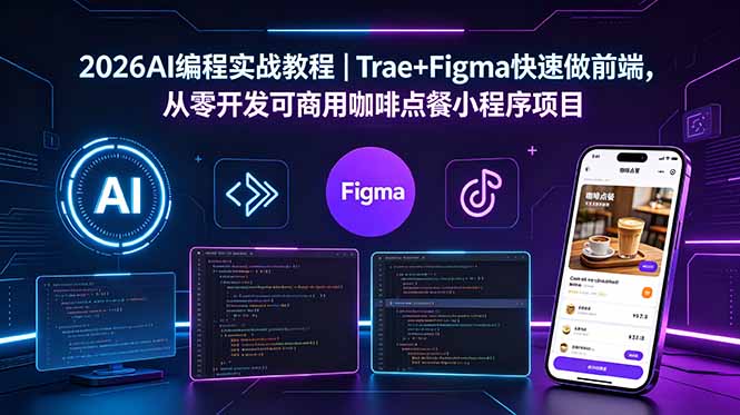 2026AI编程实战教程|Trae+Figma快速做前端,从零开发可商用咖啡点餐小程序项目-初遇资源网
