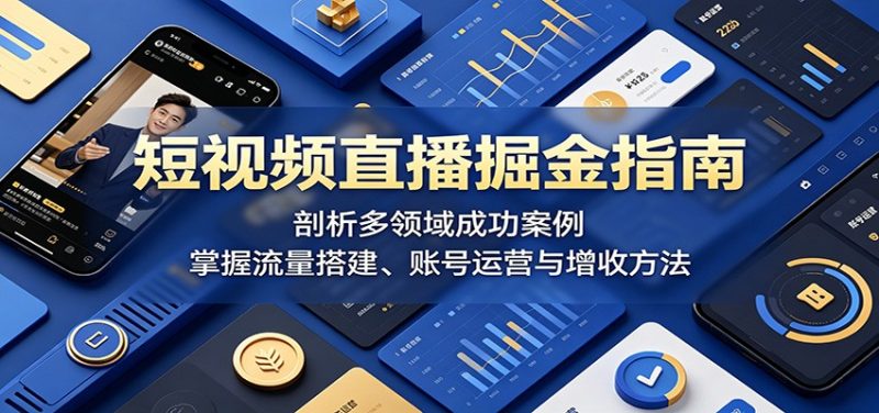 短视频直播掘金指南:剖析多领域成功案例,掌握流量搭建、账号运营与增收方法-初遇资源网