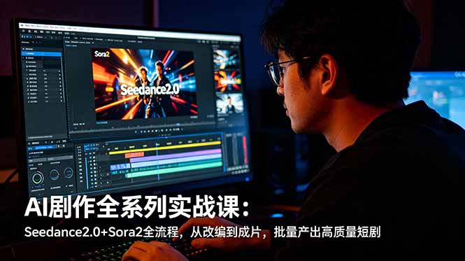 AI剧作全系列实战课:Seedance2.0+Sora2全流程,从改编到成片,批量产出高质量短剧-初遇资源网