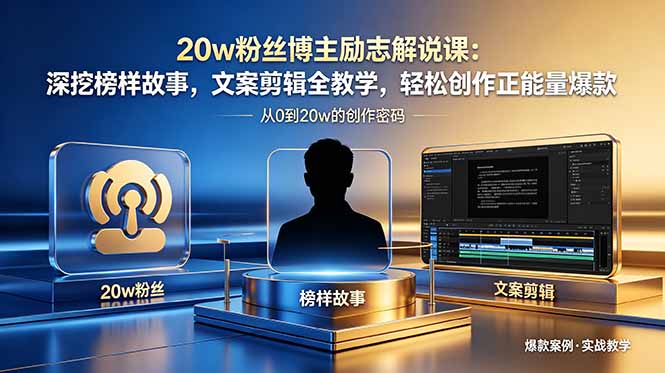 20w粉丝博主励志解说课:深挖榜样故事,文案剪辑全教学,轻松创作正能量爆款-初遇资源网