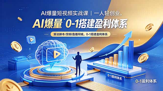 AI爆量短视频实战课|一人轻创业,算法脚本剪辑直播同城,0-1搭建盈利体系-初遇资源网
