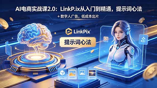 AI 电商实战课2.0|LinkPix 从入门到精通,提示词心法 + 数字人广告,低成本出片-初遇资源网